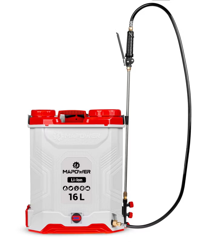 Batteridrevet Rygsprøjte 16 Liter 5,5 Bar Hvid
