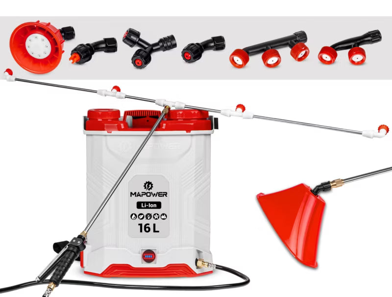 Batteridrevet Rygsprøjte 16 Liter 5,5 Bar Hvid