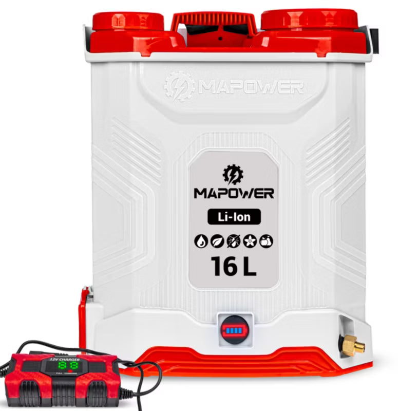Batteridrevet Rygsprøjte 16 Liter 5,5 Bar Hvid