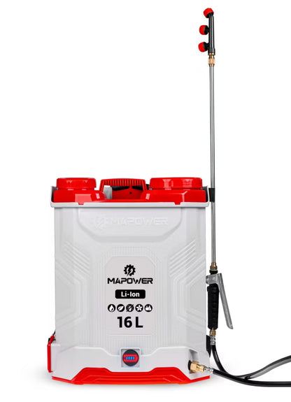 Batteridrevet Rygsprøjte 16 Liter 5,5 Bar Hvid