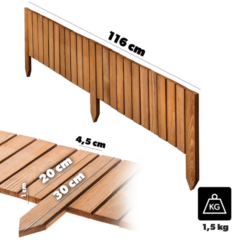 Bedafgrænsning Rollborder Træ 20x116 cm Eg