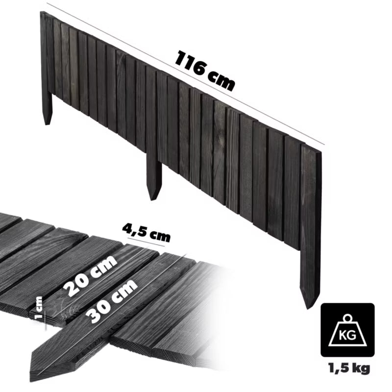 Bedafgrænsning Træ 20x116 cm Grå
