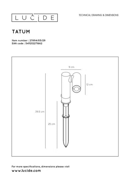 Bedlampe LED 13x10,5 cm Antracit IP65