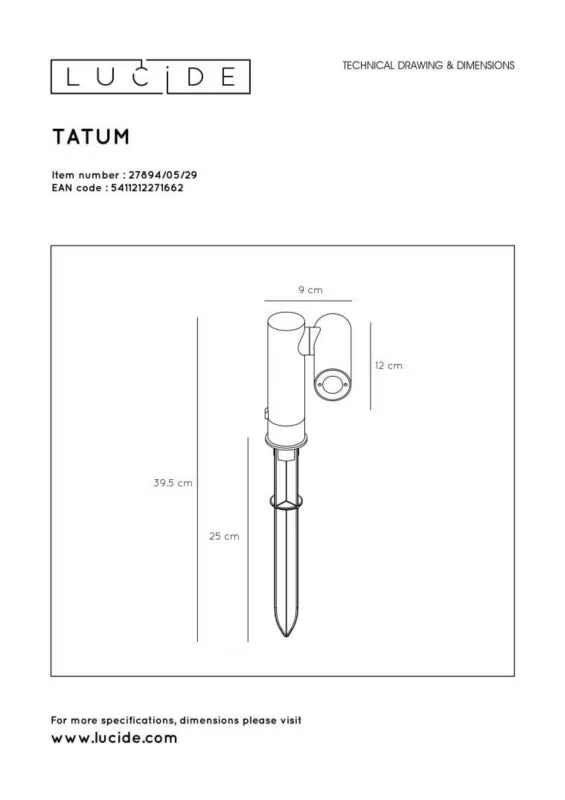 Bedlampe LED 13x10,5 cm Antracit IP65