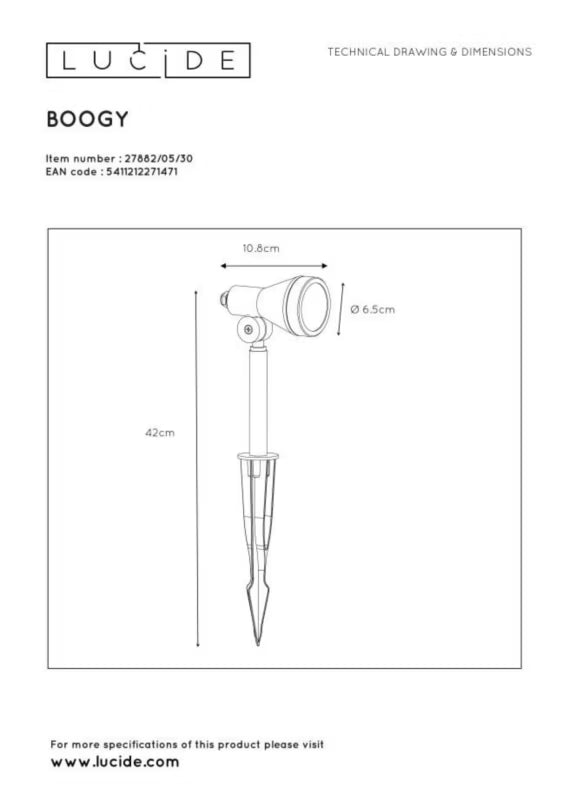 Bedlampe LED Spike 42x10,8 cm Sort IP54