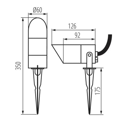 Bedlampe med Spyd Griblo 35x6 cm Antracit IP65