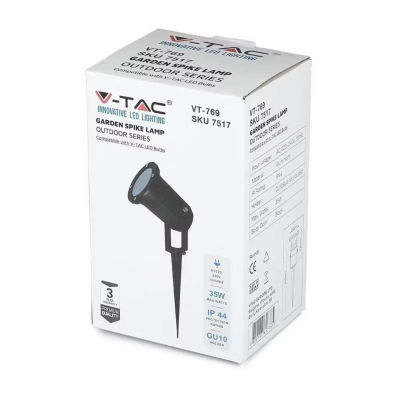 Bedlampe med Spyd VT-769 9,5x9,5x33,5 cm Sort IP44