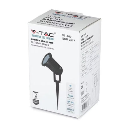 Bedlampe med Spyd VT-769 9,5x9,5x33,5 cm Sort IP44