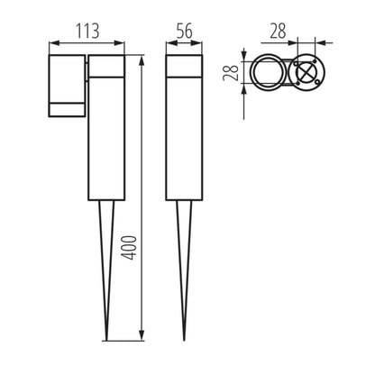 Bedlampe Usti 40x5,6 cm Grafit Hvid IP54