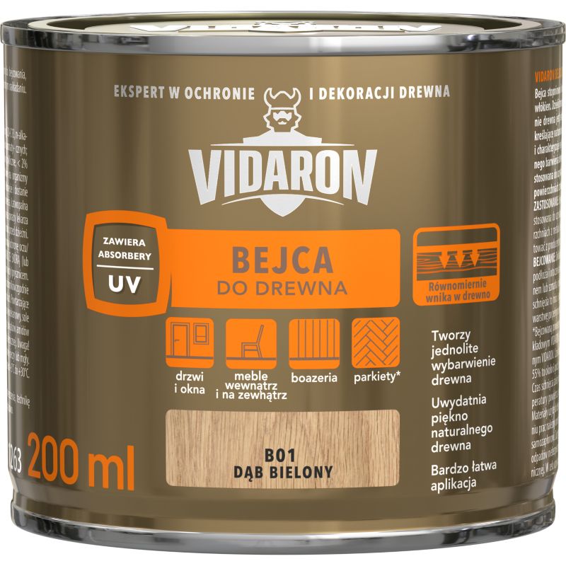 Vidaron bejdse til træ i farven hvidolieret eg 0,2 l