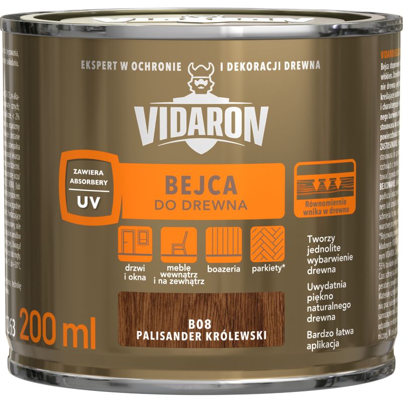 Vidaron bejdse til træ i farven kongelig palisander 0,2 l