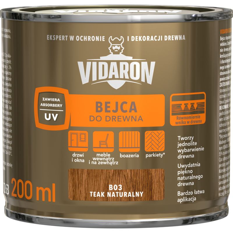 Vidaron bejdse til træ i naturlig teak 0,2 l
