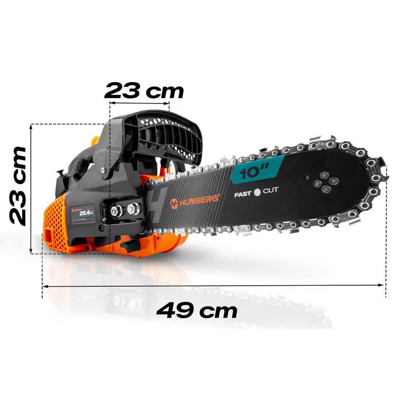Benzindrevet Motorsav HM-663 10" med Sværd og Kæder
