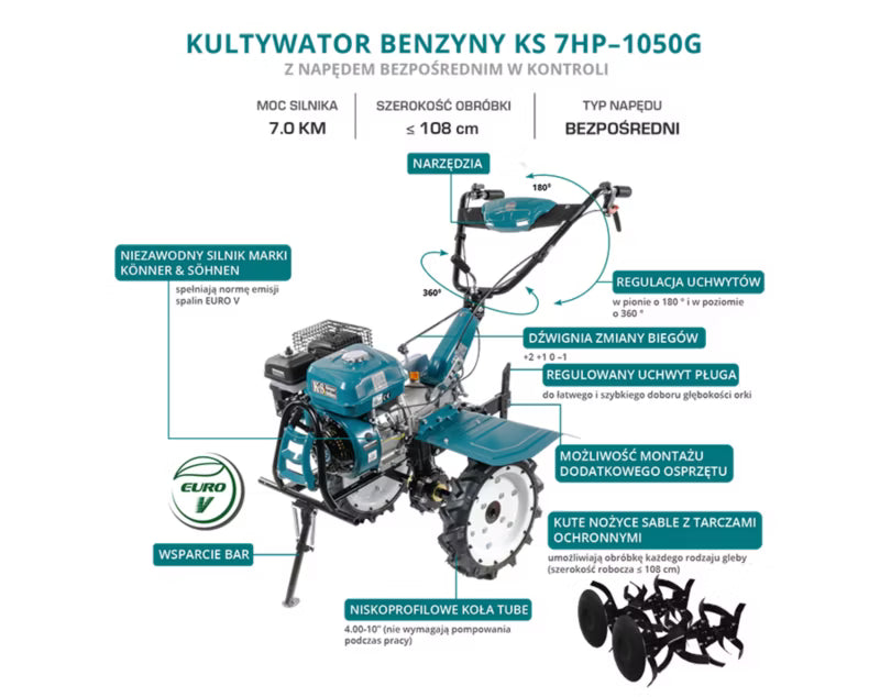 Benzinhavefræser KS 7HP-1050G 108 cm 7 HK