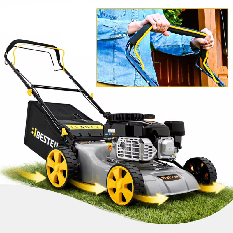 Benzinplæneklipper 132cc 41 cm med Træk og Opsamler