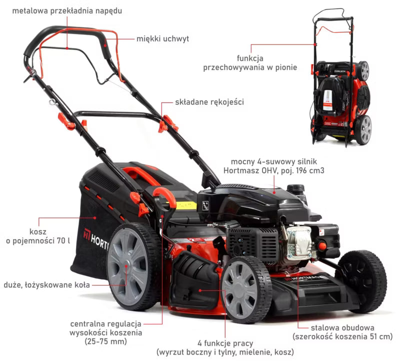 Benzinplæneklipper 51 cm med Selvkørende Funktion HKS EC 350 N HD196