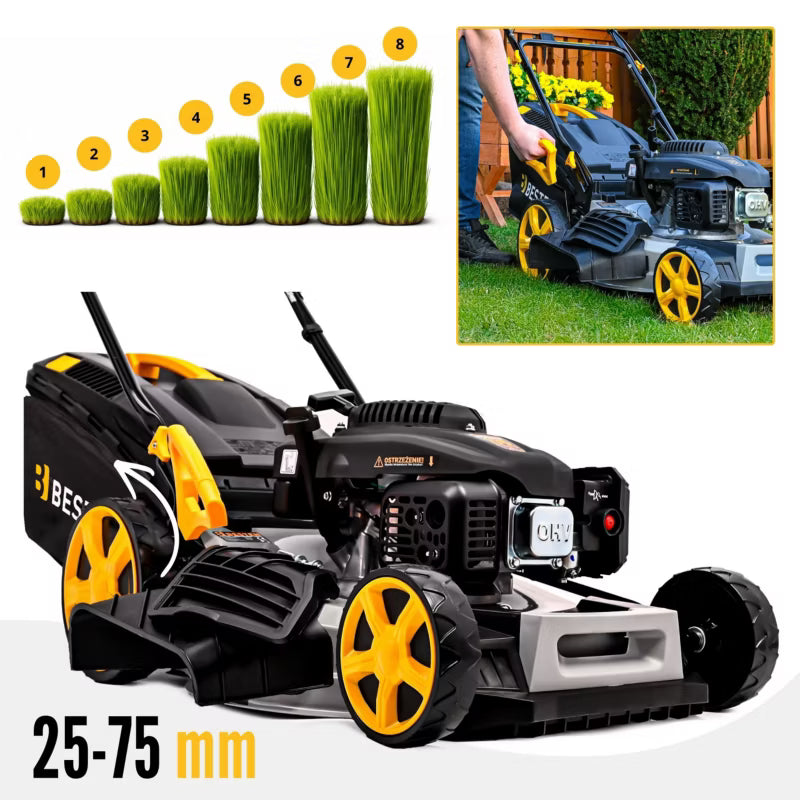 Benzinplæneklipper med Fremtræk 51 cm 70 L BE-2862
