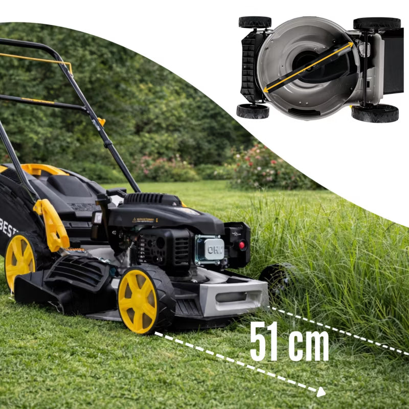Benzinplæneklipper med Fremtræk 51 cm 70 L BE-2862