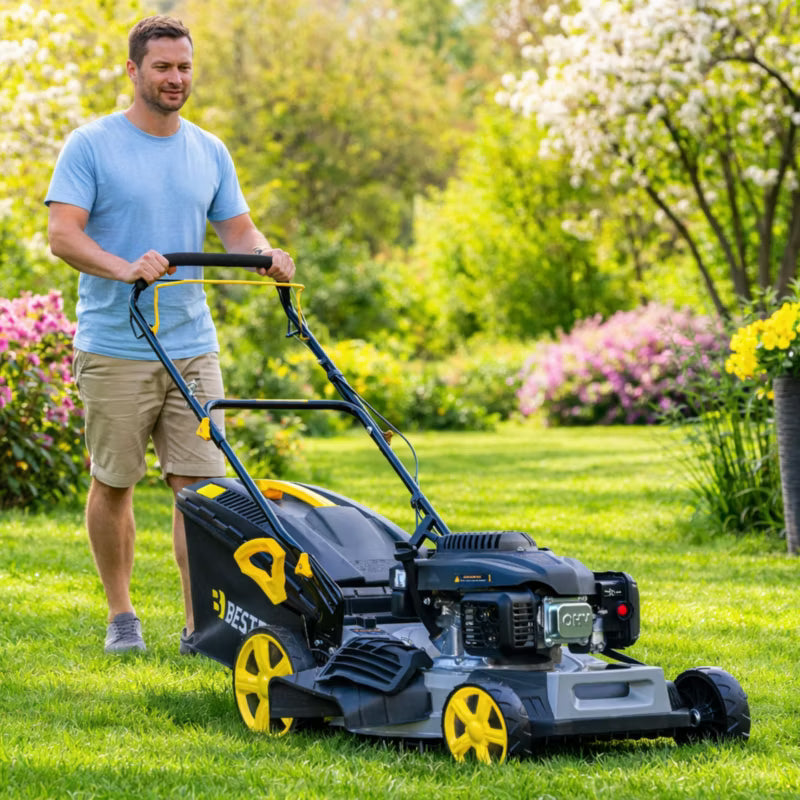 Benzinplæneklipper med Fremtræk 51 cm 70 L BE-2862