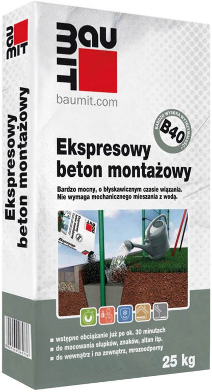 Montagebeton B40 Hurtigtørrende 25 kg