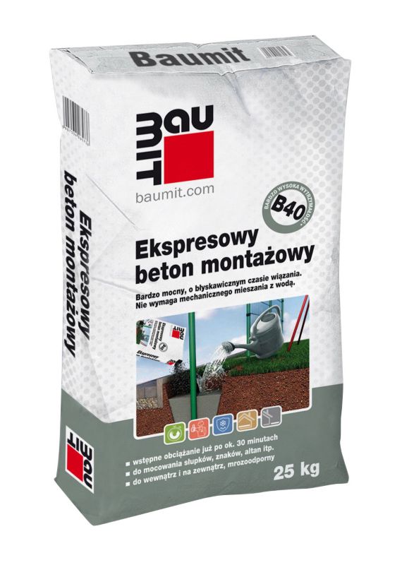 Montagebeton B40 Hurtigtørrende 25 kg
