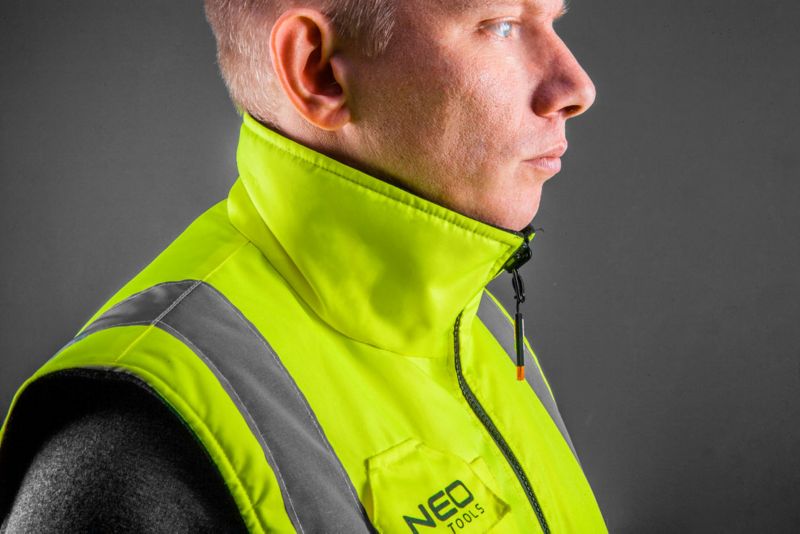 Neo Tools tosidet varmende arbejdsvest med reflekterende side, gul, størrelse M, 1 stk