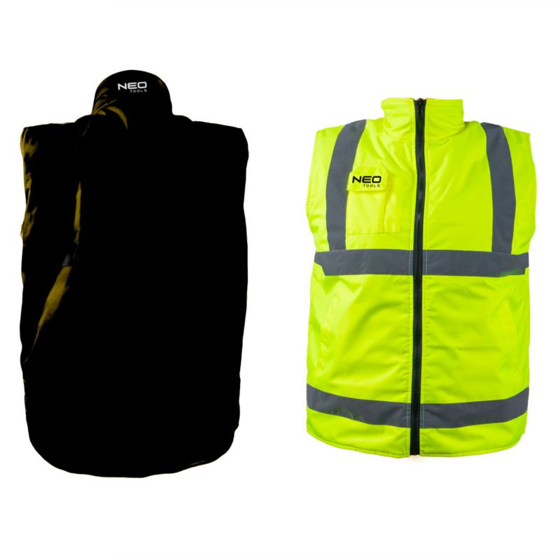 NEO TOOLS tosidet varmende arbejdsvest med reflekterende side, gul, størrelse S, 1 stk
