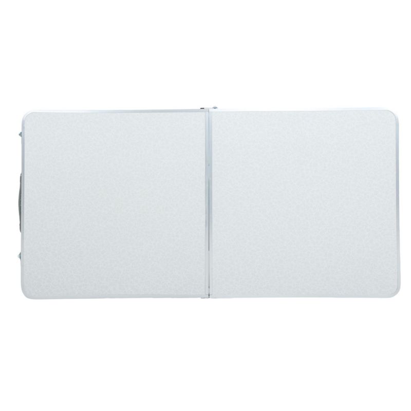Hvid campingbord Agis med 4 grå klapstole, mål 120x60x70 cm, 1 sæt
