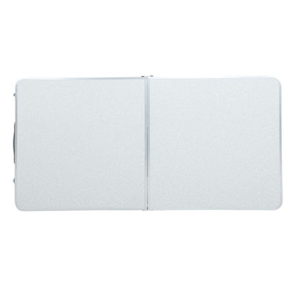 Hvid campingbord Agis med 4 grå klapstole, mål 120x60x70 cm, 1 sæt