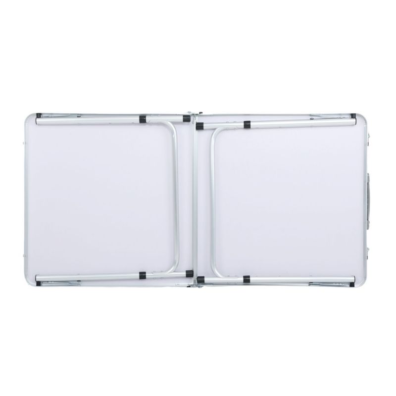 Hvid campingbord Agis med 4 grå klapstole, mål 120x60x70 cm, 1 sæt