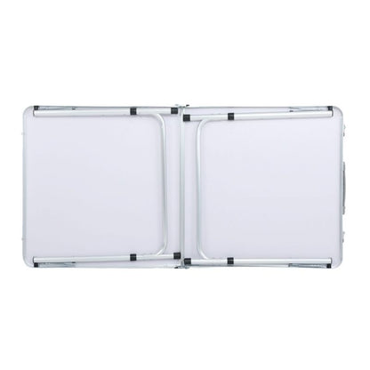 Hvid campingbord Agis med 4 grå klapstole, mål 120x60x70 cm, 1 sæt