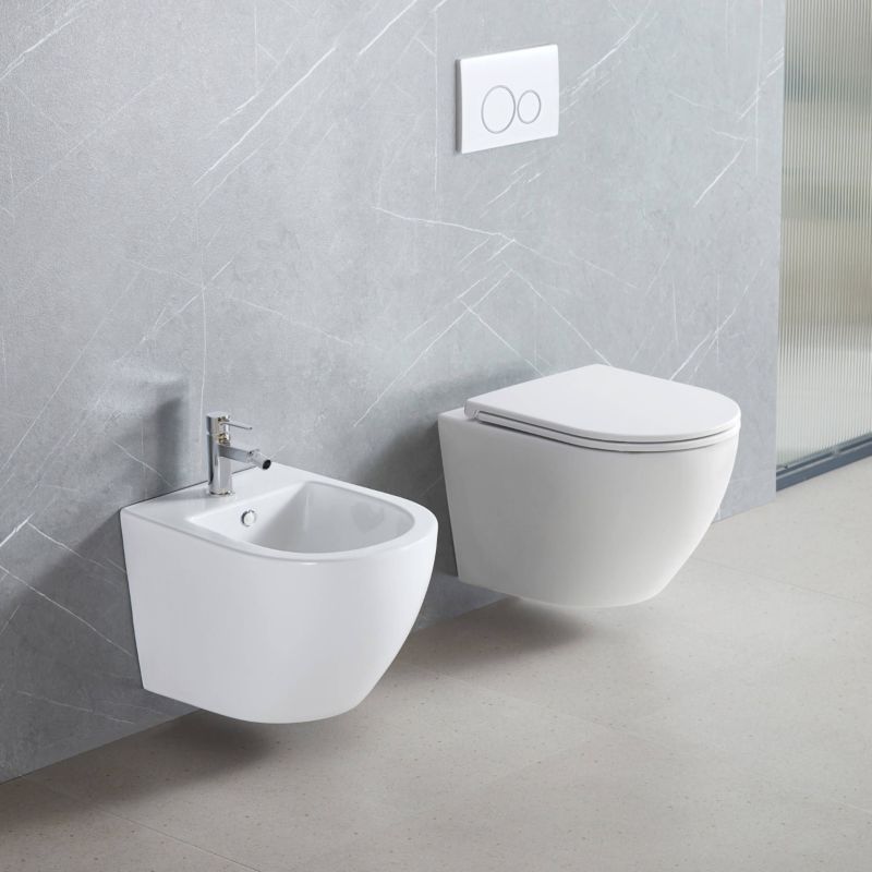 Bidet Hængende Rund Hvid Keramik 49,5 x 36,5 x 32,5 cm Limnos