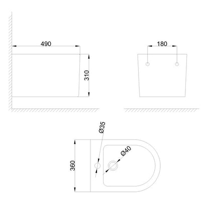 Bidet Hængende Magic Riflet Hvid Keramik 49x36x31 cm