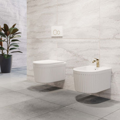 Bidet Hængende Magic Riflet Hvid Keramik 49x36x31 cm