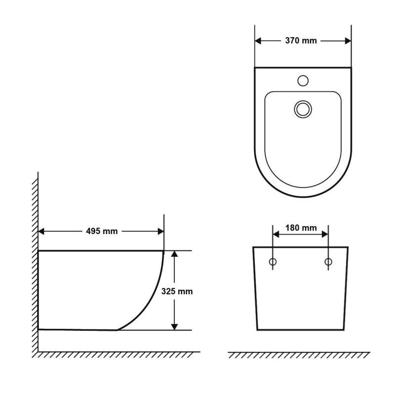 Væghængt Bidet Hvid 37x49,5 cm Keramisk