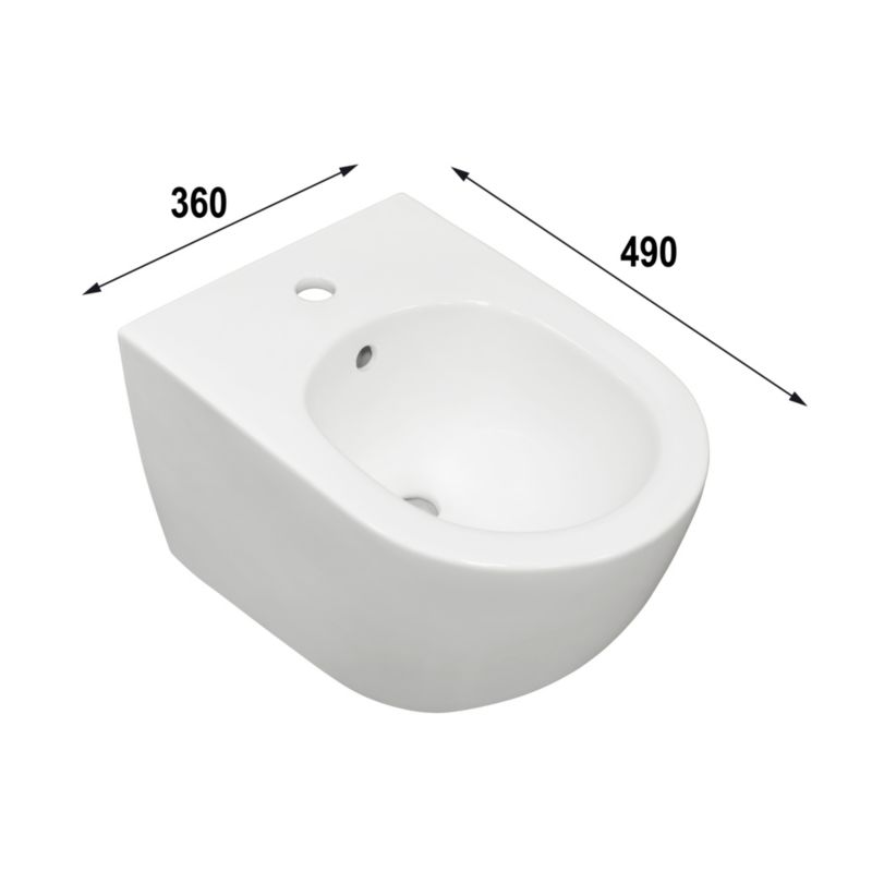 Bidet Podwieszany Riviera 36x49 cm Biały Ceramika