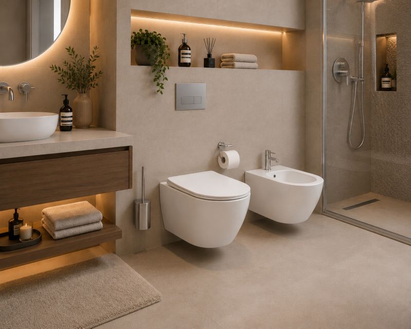 Bidet Podwieszany Riviera 36x49 cm Biały Ceramika