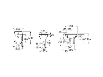 Bidet Stående Oval Hvid 1 Opsatshul 55,2x35,5x43,5 cm | 8433290219517