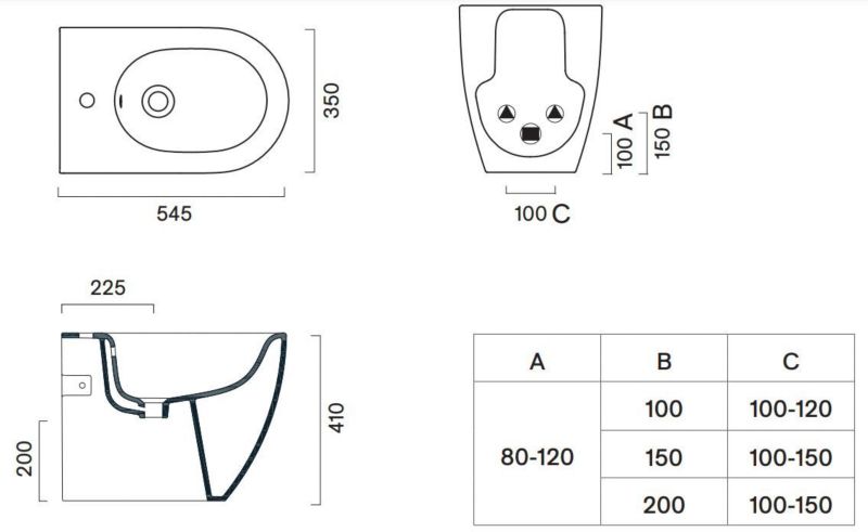 Stående Bidet 35x55x41 cm Hvid Keramik 1 Opløbshul