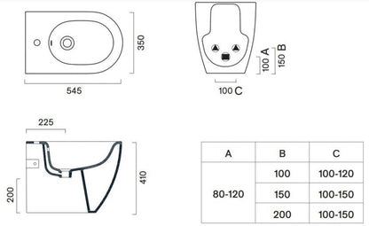 Stående Bidet 35x55x41 cm Hvid Keramik 1 Opløbshul
