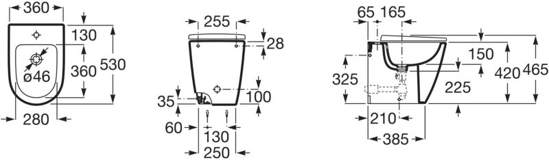 Stående Bidet Rundt Hvid Keramik 54x45x38 cm | 8433290639582