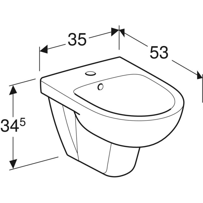 Bidet Hængende Selnova Hvid Højglans 35 x 34,5 x 53 cm