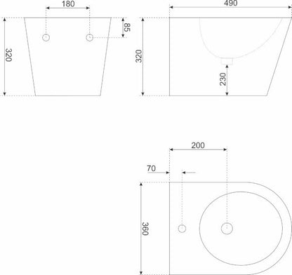 Bidet Hængende Delos Hvid Højglans 36x49x32 cm | 5907548117281