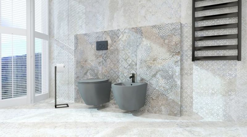 Bidet Hængende 49x36,5x32,5 cm Grå Mat Keramik 1 Opsatshul