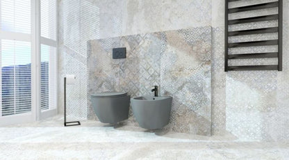 Bidet Hængende 49x36,5x32,5 cm Grå Mat Keramik 1 Opsatshul