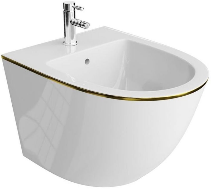 Bidet Hængende Hvid Blank/Guld Keramik 49x36,5x32,5 cm