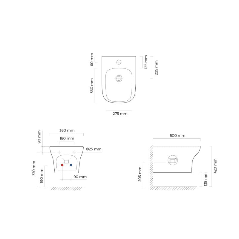 Væghængt Bidet Gulfoss SmartClean Hvid 27,5x50 cm