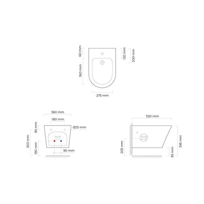 Væghængt Bidet Keramisk Hvid 36x52 cm SmartClean