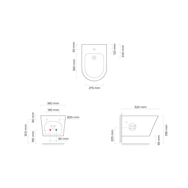 Væghængt Bidet Keramisk Hvid 36x52 cm SmartClean