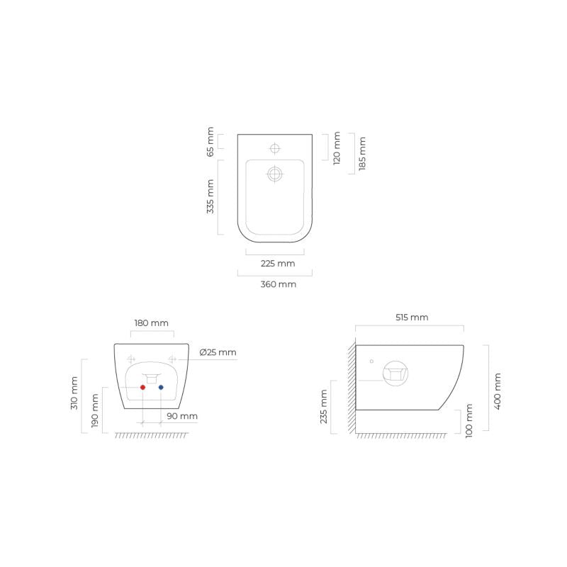 Bidet Hængende Vernal Hvid Keramisk 36x51,5 cm | 5903003000556